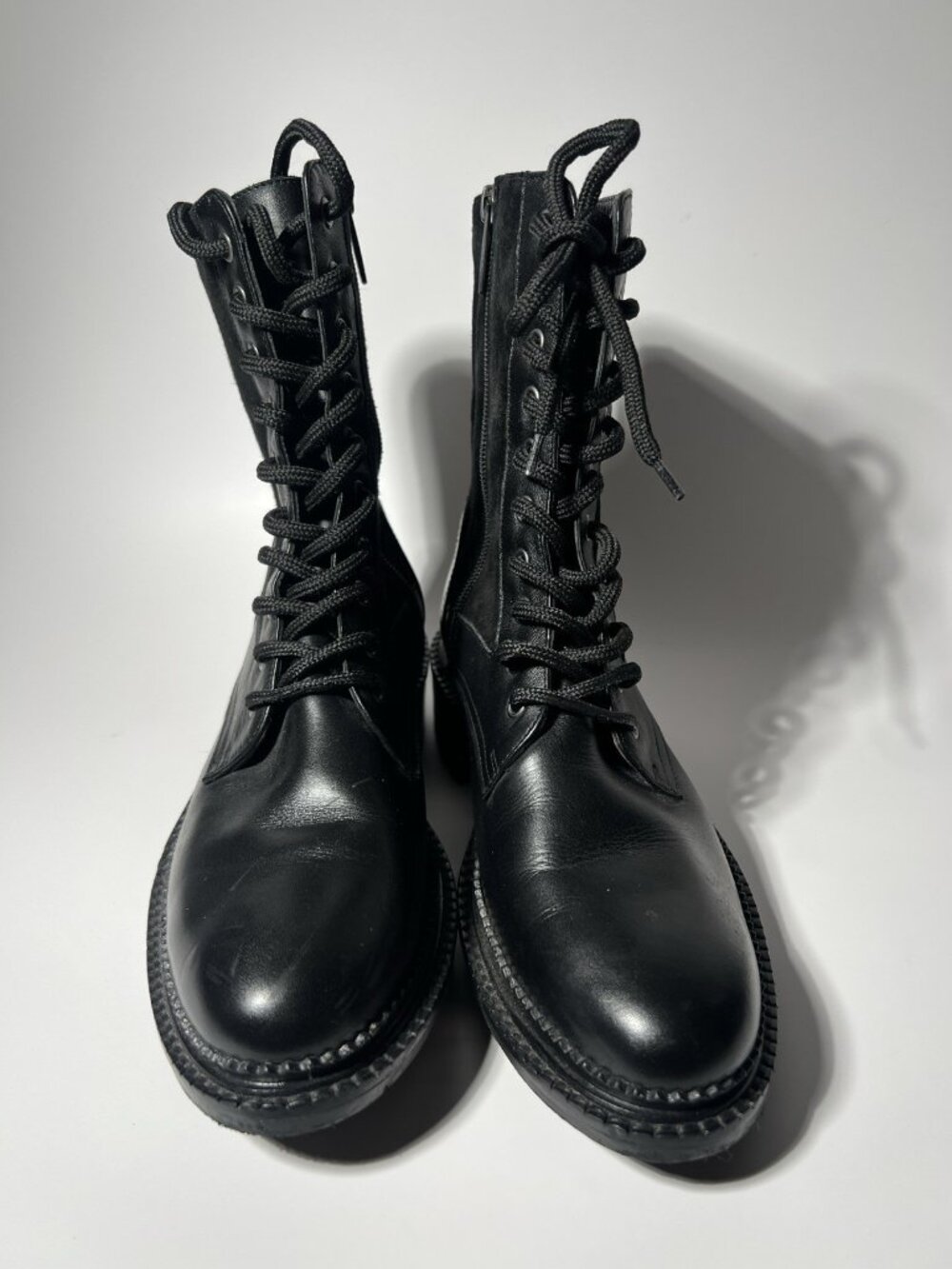 Aquatalia Orianna Women’s Black Suede Combat Boots Size 7M Lug Sole - Picture 4 of 14